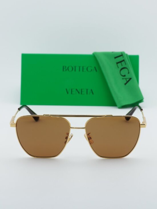 Bottega Veneta BV1236S 002 Aviator Sunglasses - Gold\\Brown main image 5